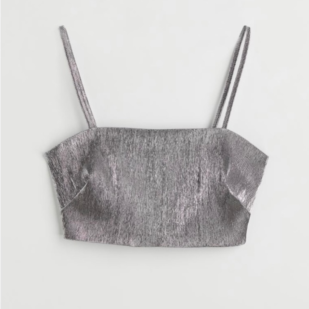 Silver Glitter Crop Top